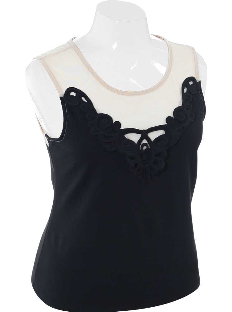 Plus Size Lovely Mesh Crochet Tan Top