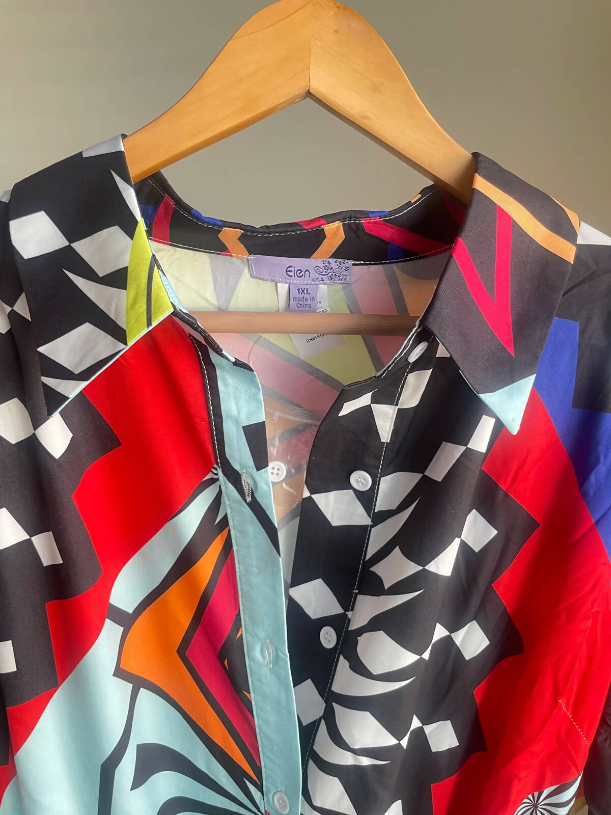 Art print button Collar dress