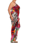 Plus Size Colorful Hued Leopard Print Maxi Dress