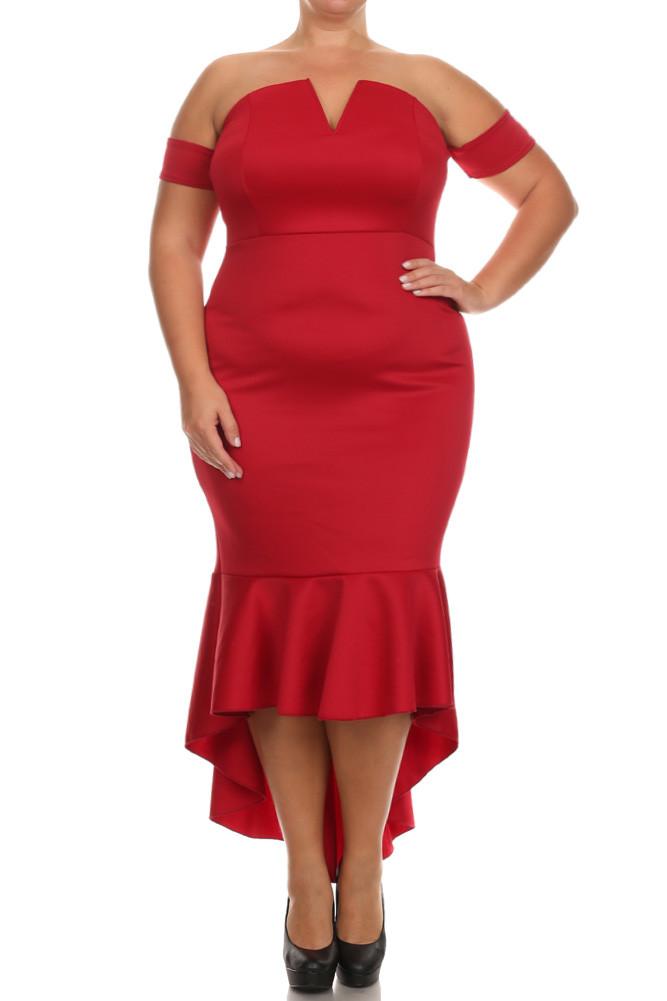 Plus Size Cocktail Off Shoulder Mermaid Dress