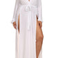 Plus Size Glamour Slit Tie White Maxi Dress