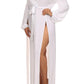 Plus Size Glamour Slit Tie White Maxi Dress