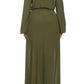 Plus Size Glamour Slit Tie Olive Maxi Dress