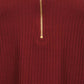 Plus Size Trendy Zipper Collar Ribbed Burgundy Top