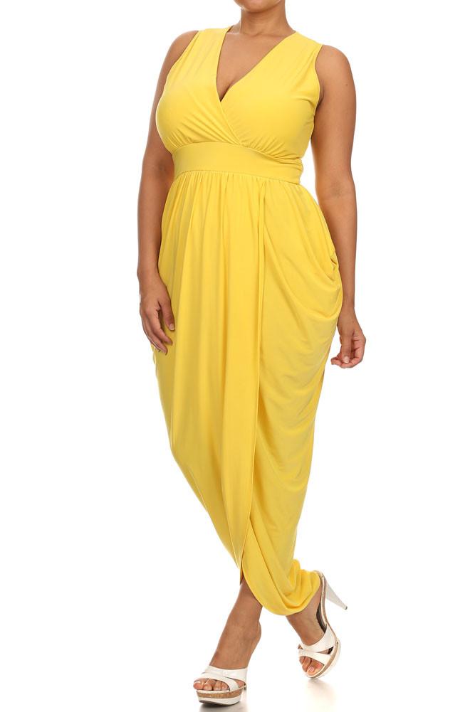 Plus Size Radiance Tulip Hem Yellow Maxi Dress