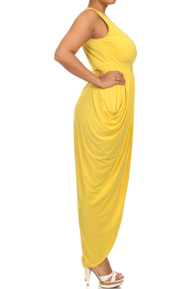 Plus Size Radiance Tulip Hem Yellow Maxi Dress