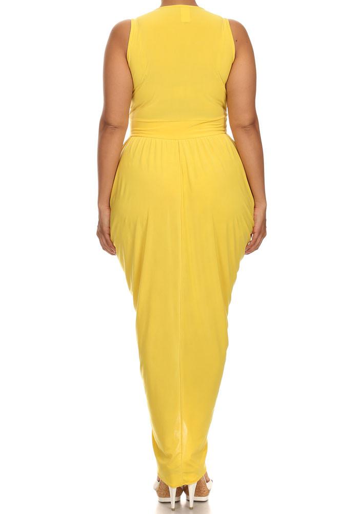 Plus Size Radiance Tulip Hem Yellow Maxi Dress