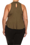 Plus Size Flowy Mock Neck Olive Tank