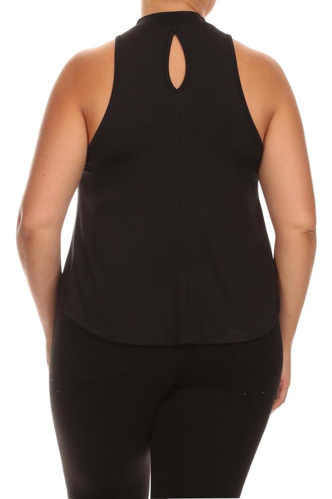 Plus Size Flowy Mock Neck Black Tank