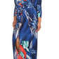 Plus Size Floral Paradise Front Knot Blue Kimono Dress