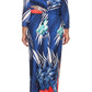 Plus Size Floral Paradise Front Knot Blue Kimono Dress