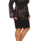 Plus Size Lace Darling Bell Sleeves Black Dress