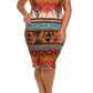 Plus Size Breezy Tribal Print Midi Blue Dress