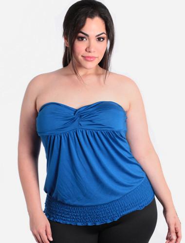 Plus Size Knoted Royal Blue Tube Top