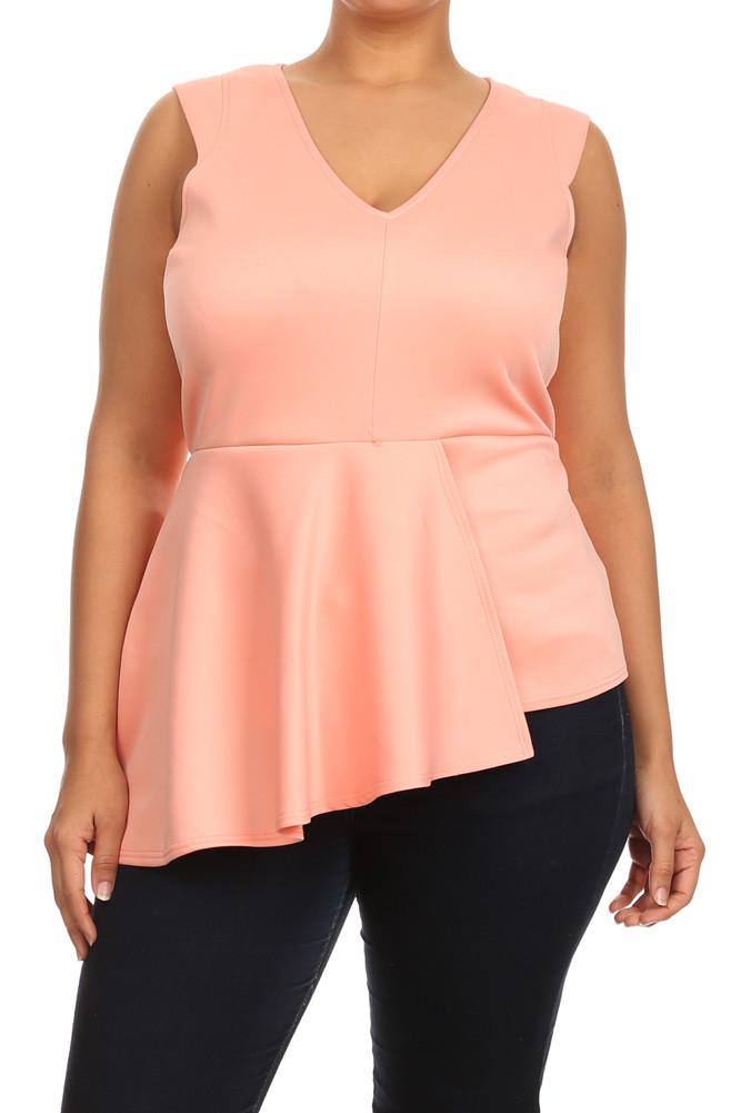 Plus Size Sweet Asymmetrical Peplum Top