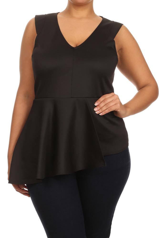 Plus Size Sweet Asymmetrical Peplum Top