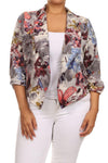 Plus Size Vintage Inspired Floral Pink Blazer