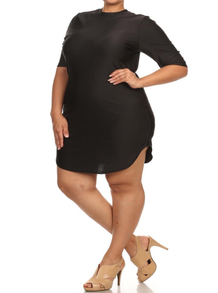 Plus Size Silky Fabulous Black Tunic Dress