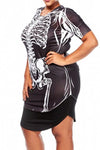 Plus Size Skeleton Print Halloween Dress