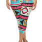 Plus Size Colorful Aztec Print Capri Leggings