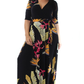 Wild Flower Print Plus Size Kimono Maxi Dress
