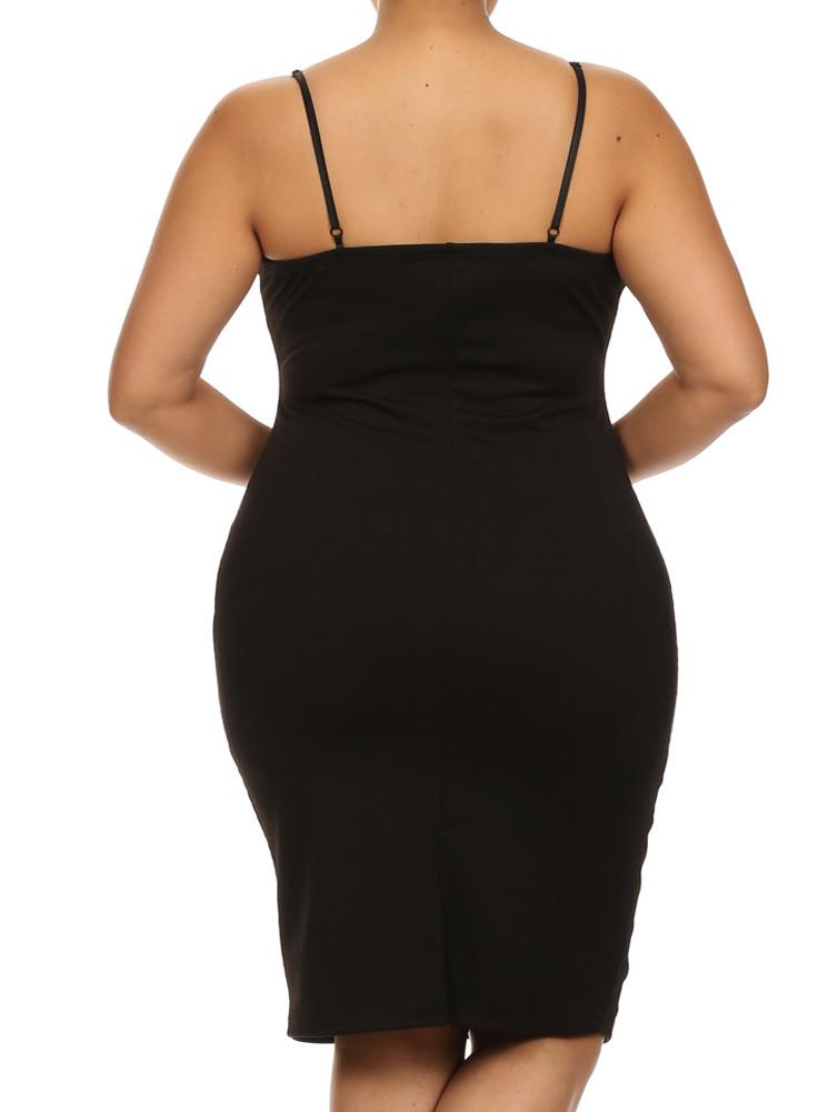 Plus Size Midnight Chevron Print Black Dress