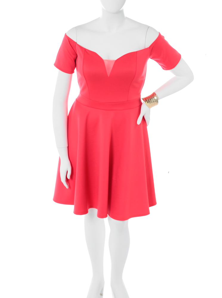 Plus Size True Romance Coral Skater Dress