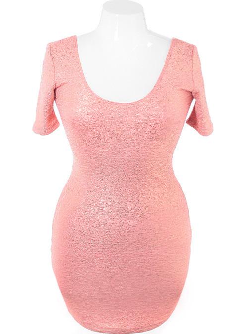 Plus Size Bodycon Sparkling Pink Dress