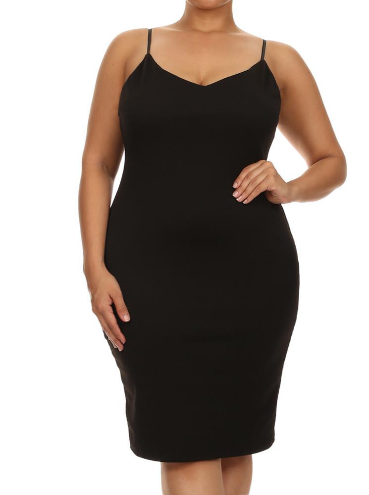 Plus Size Midnight Chevron Print Black Dress