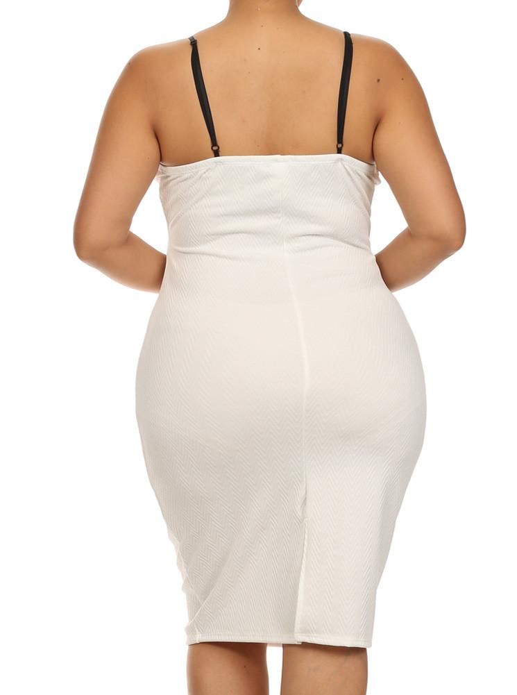 Plus Size Midnight Chevron Print White Dress