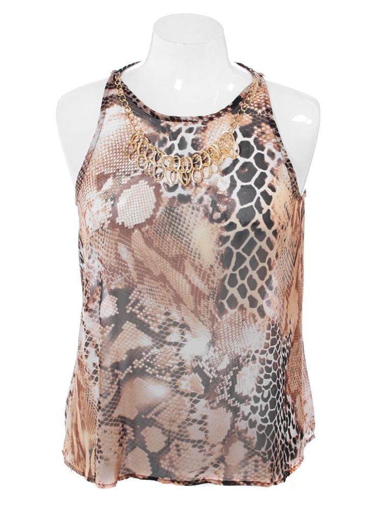 Plus Size Untamed Gold Glam Sheer Top
