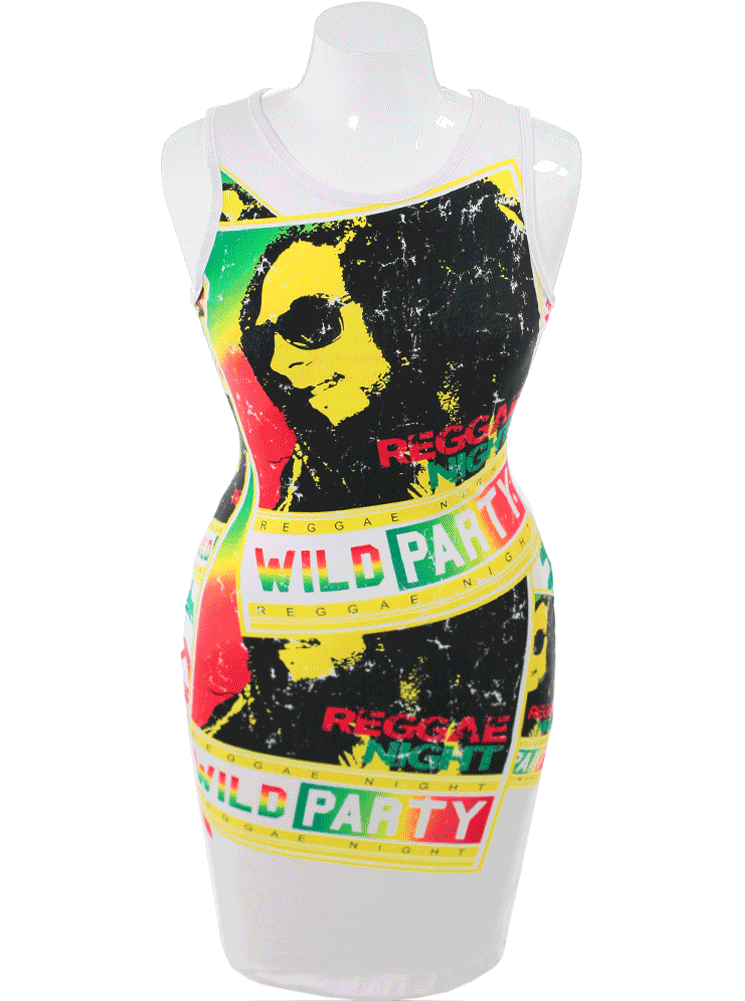 Plus Size One Love Reggae Bodycon White Dress