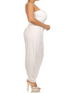 Plus Size Strapless Cross Over White Jumpsuit