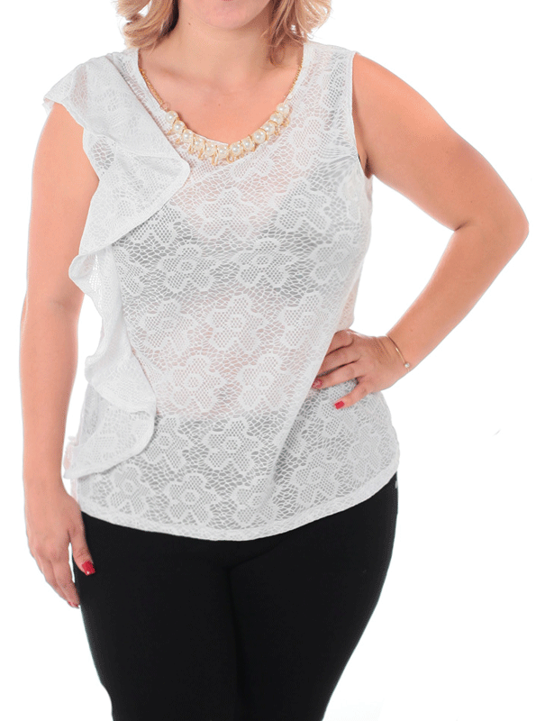 Plus Size Pretty Ruffles White Top