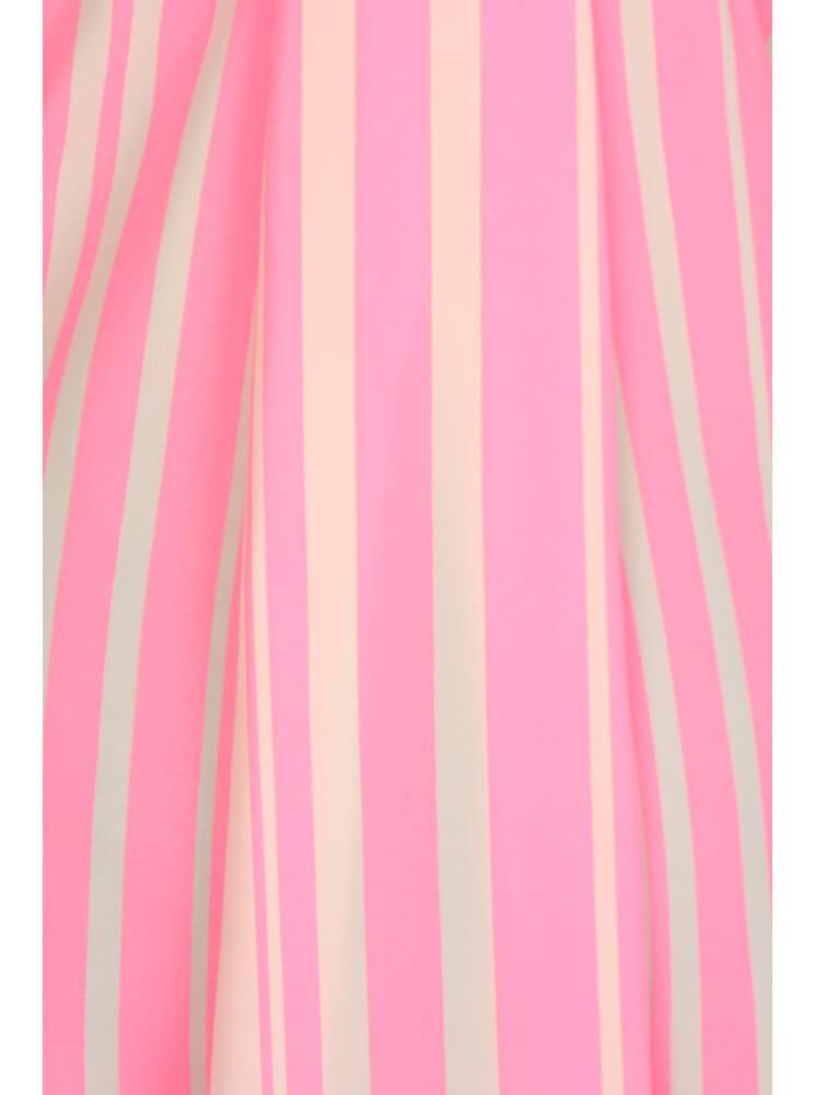 Plus Size Breezy Striped Neon Pink Chiffon Top