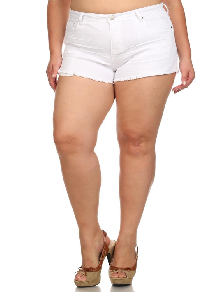 Plus Size Summer Lovin' Cut Off White Shorts