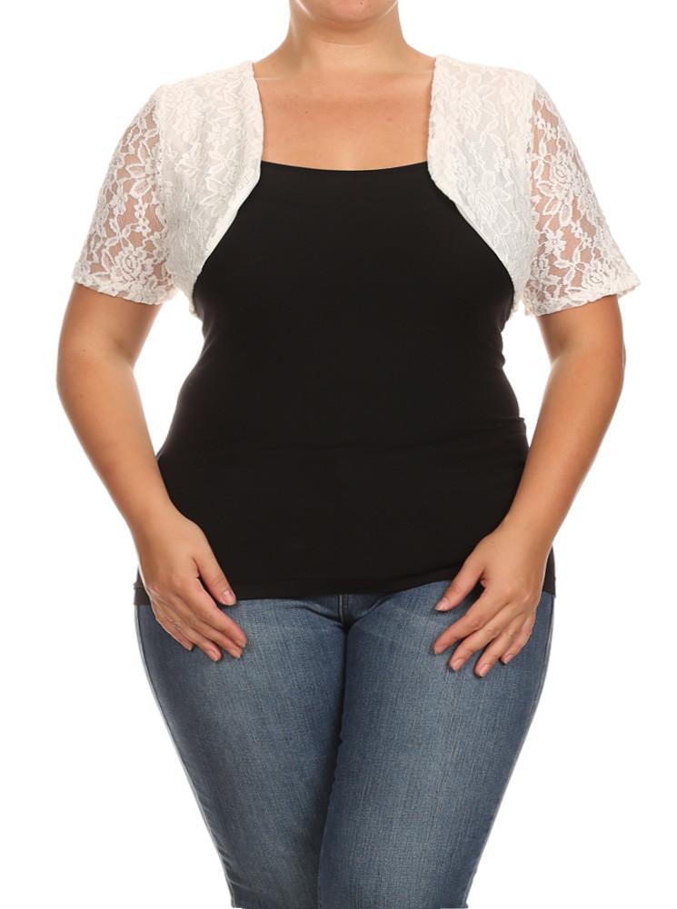 Plus Size Elegant See Through White Bolero