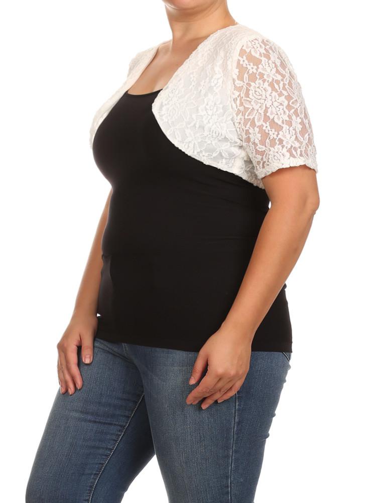 Plus Size Elegant See Through White Bolero