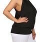 Plus Size Sleek Gilded Neckline Black Blouson