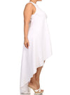 Plus Size Dip Hem Chic White Maxi Shirt Dress