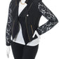 Plus Size Lace Sleeves Black Biker Jacket