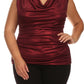Plus Size Draped Gleaming Red Top