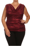 Plus Size Draped Gleaming Red Top