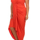 Plus Size Lovely Draped Dip Hem Orange Maxi Dress