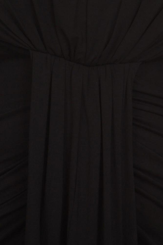 Plus Size Lovely Draped Dip Hem Black Maxi Dress