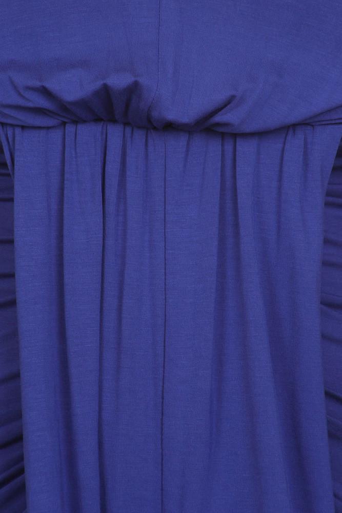 Plus Size Lovely Draped Dip Hem Blue Maxi Dress