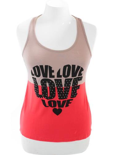 Plus Size Sexy Love Pink Tank Top