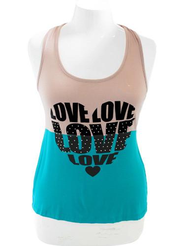 Plus Size Sexy Love Teal Tank Top