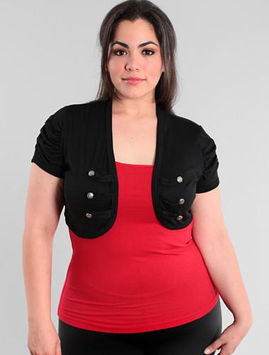 Plus Size Short Sleeve Black Half Jacket