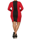 Plus Size City Girl Colorblock Zippered Red Dress